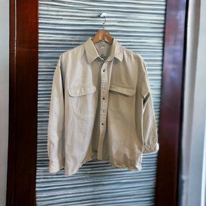 Vtg Van Heusan 417 Denim Long Sleeve Button Up Shirt Mens Off White Large